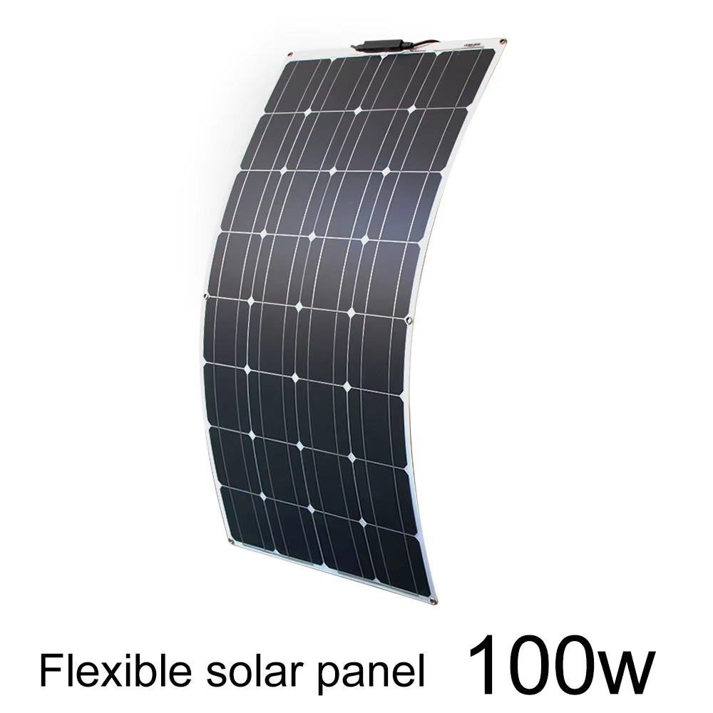 Solar Panel Kit Complete 400W 300W 200W 100W 12V Flexible Solar Power Panel for Solar Battery Charger/Power Bank/Camping/Hiking