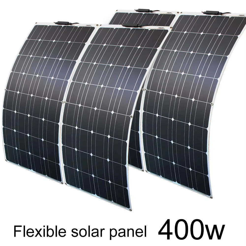 Solar Panel Kit Complete 400W 300W 200W 100W 12V Flexible Solar Power Panel for Solar Battery Charger/Power Bank/Camping/Hiking