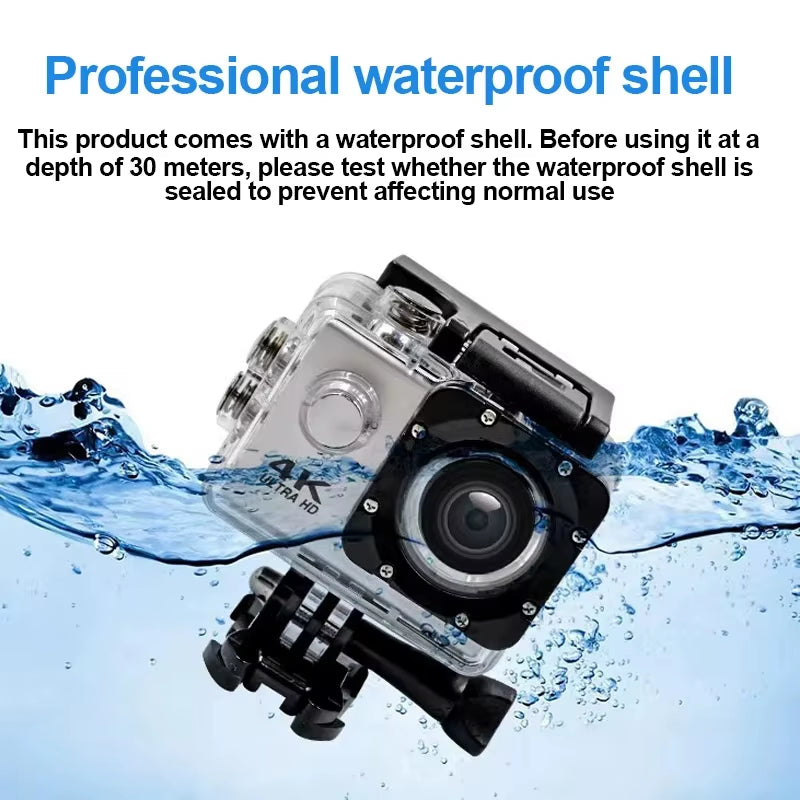 Ultra HD 4K Action Camera 720P/30FPS Wifi Underwater Cameras Waterproof Helmet Bicycle Video Recording Cameras Outdoor Sport Cam