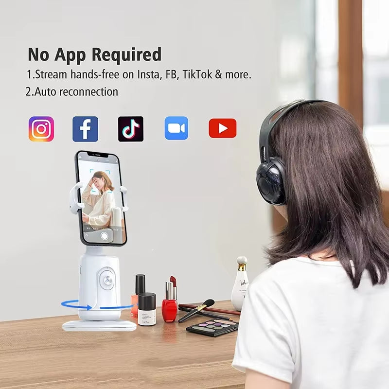360° Auto Face Tracking Gimbal Stabilizer Auto AI Smart Gimbal Tripod Phone Holder Photography for Tiktok Live Video Vlog