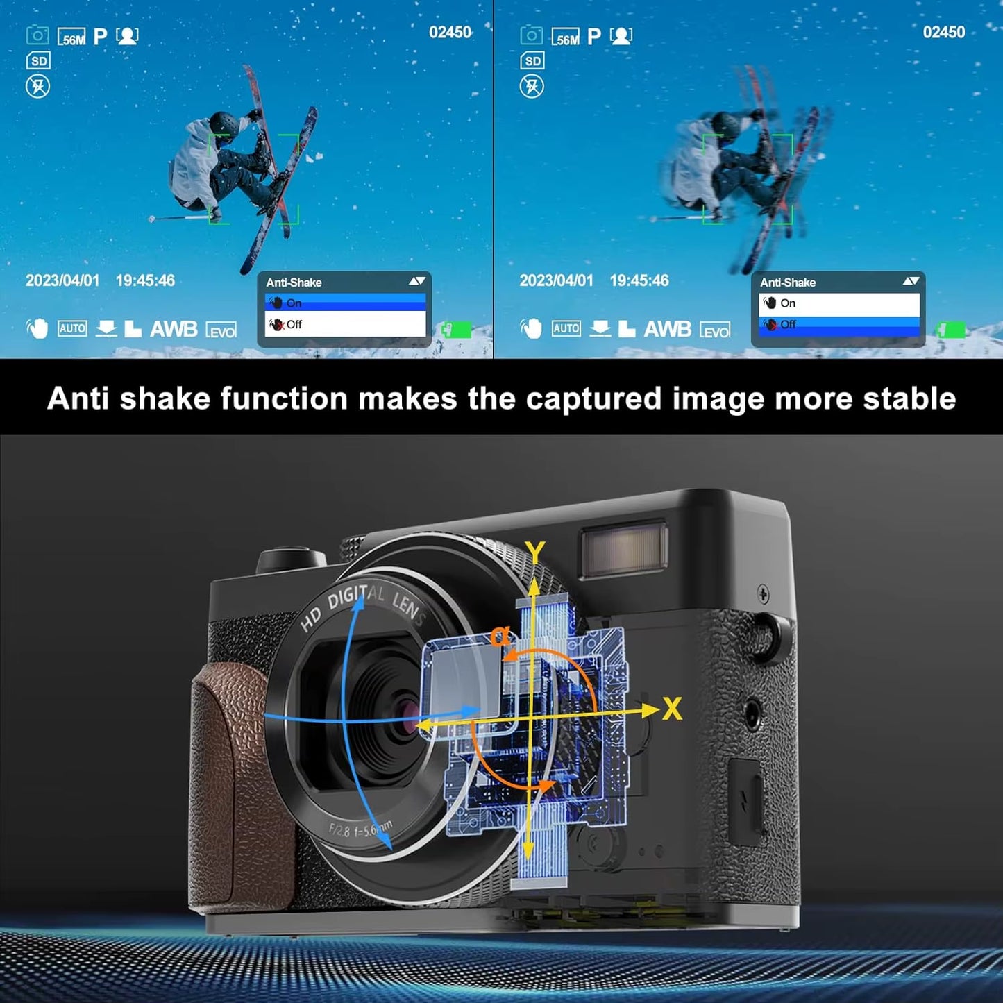 Digital Camera 56MP Cameras for Photography 4K Vlogging Camera for Youtube 180°Flip Screen Digital Point and Shoot Camera