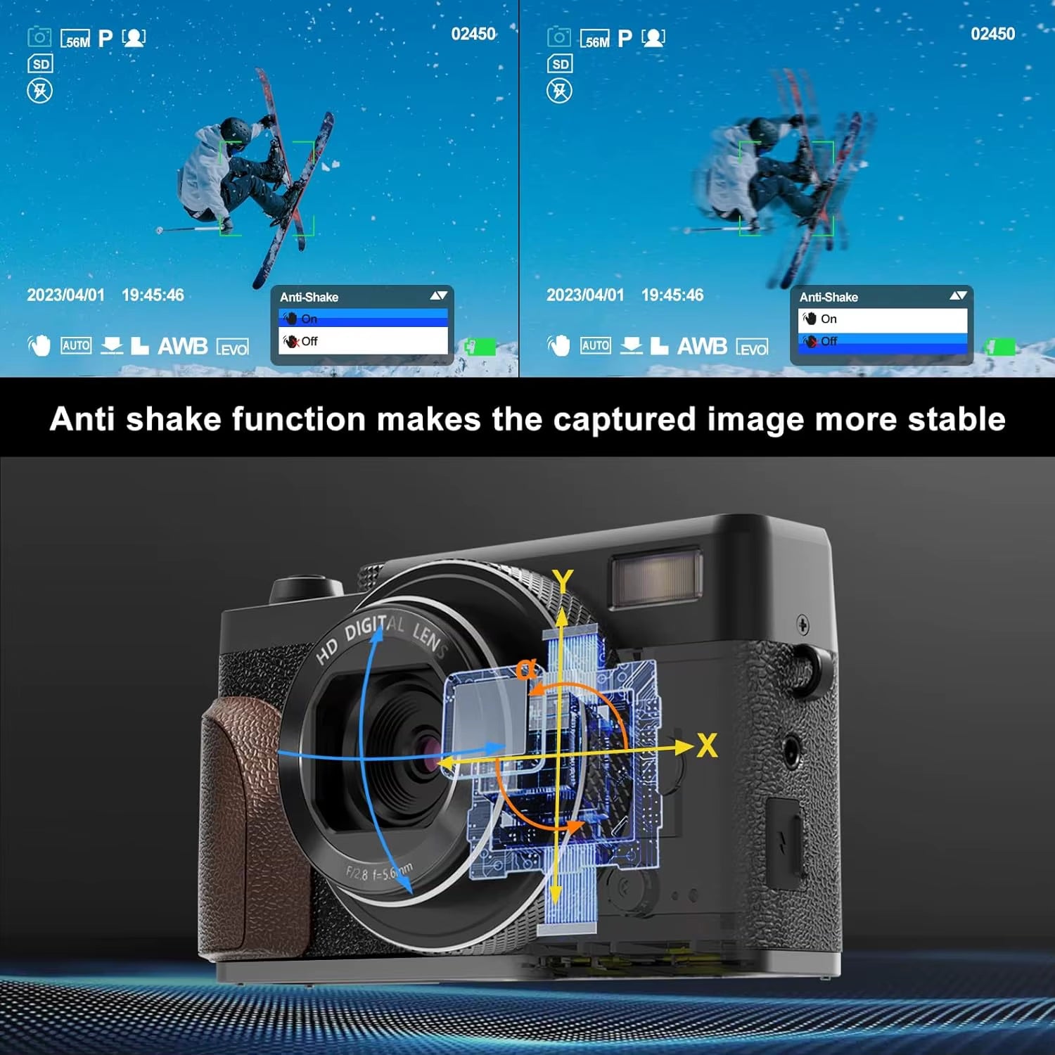 Digital Camera 56MP Cameras for Photography 4K Vlogging Camera for Youtube 180°Flip Screen Digital Point and Shoot Camera