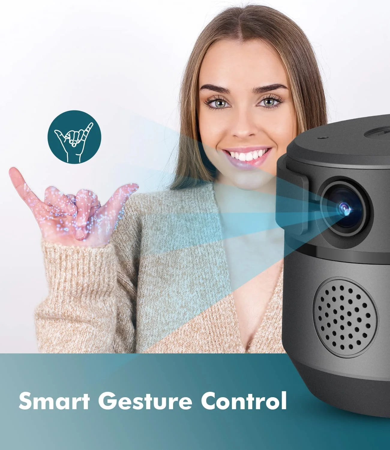 Webcam with Microphone 360° Auto Face Tracking 1080P