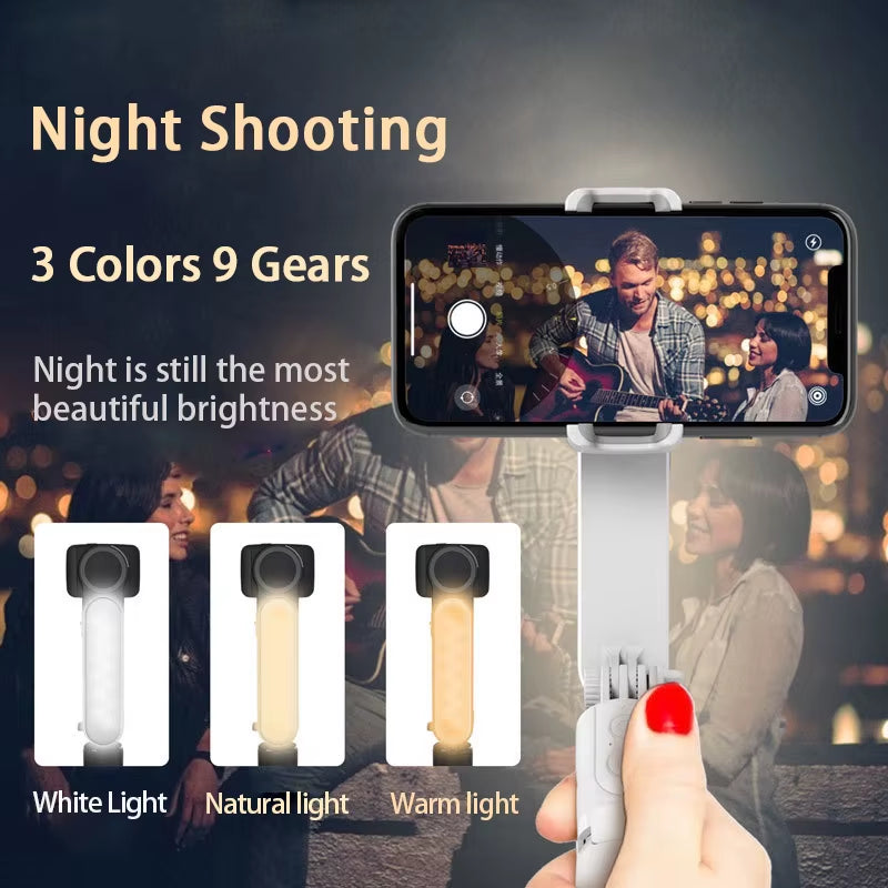 Handheld Selfie Stick Gimbal Stabilizer Holder Adjustable Fill Light Selfie Stand Bluetooth Mobile Phone for Iphone Samsung
