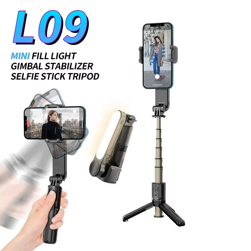 Handheld Selfie Stick Gimbal Stabilizer Holder Adjustable Fill Light Selfie Stand Bluetooth Mobile Phone for Iphone Samsung