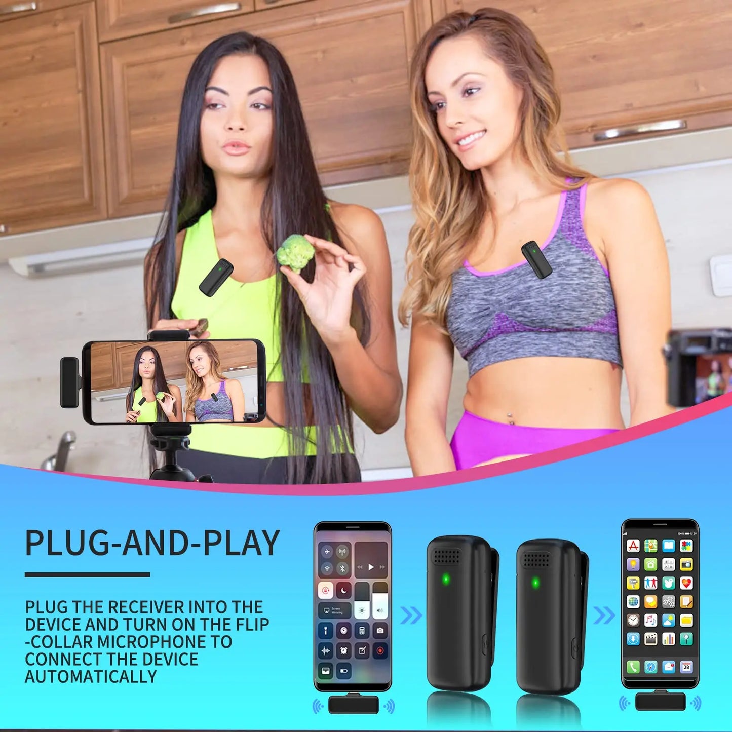 JOCEEY Wireless Microphone for Iphone, Youtube Video Recording Interview Professional Wireless Microphone, Wireless Lapel Mic