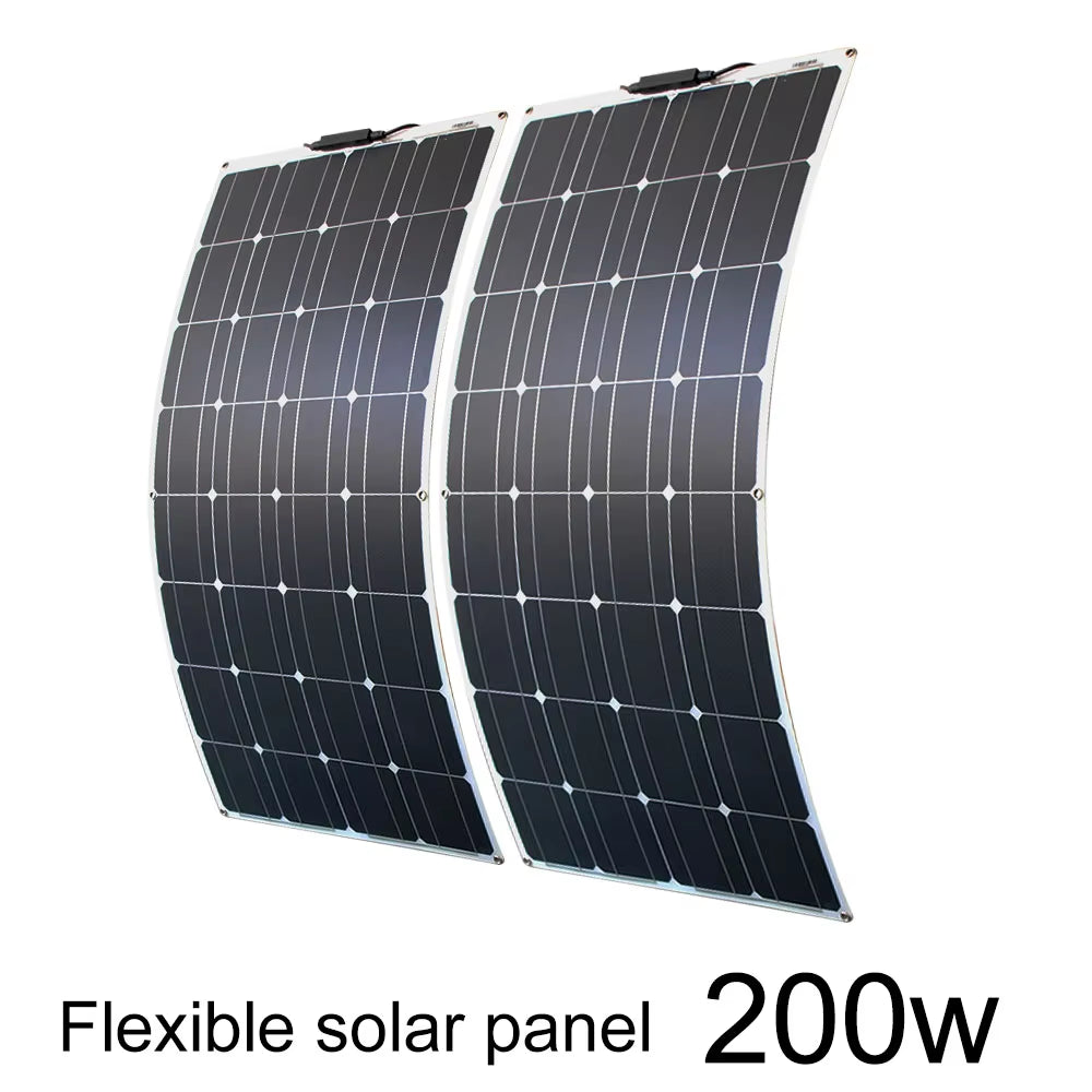 Solar Panel Kit Complete 400W 300W 200W 100W 12V Flexible Solar Power Panel for Solar Battery Charger/Power Bank/Camping/Hiking