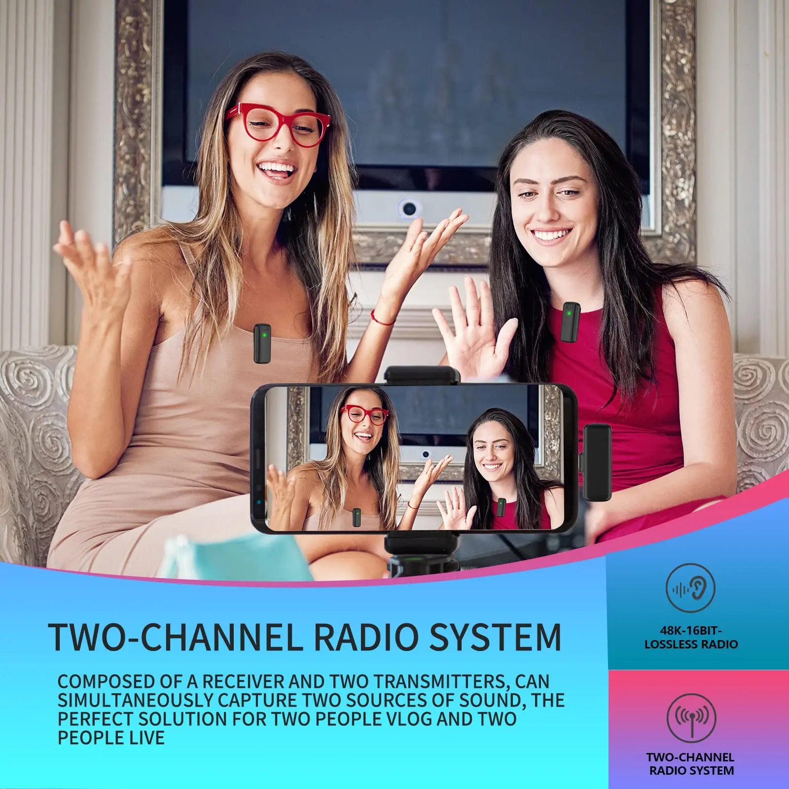 JOCEEY Wireless Microphone for Iphone, Youtube Video Recording Interview Professional Wireless Microphone, Wireless Lapel Mic