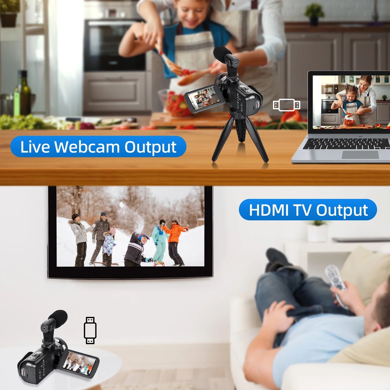 Video Camera Camcorder 2.7K Youtube Vlogging Camera 3.0" IPS 42MP Digital Camera Recorder 18X Digital Zoom with 32GB SD Card