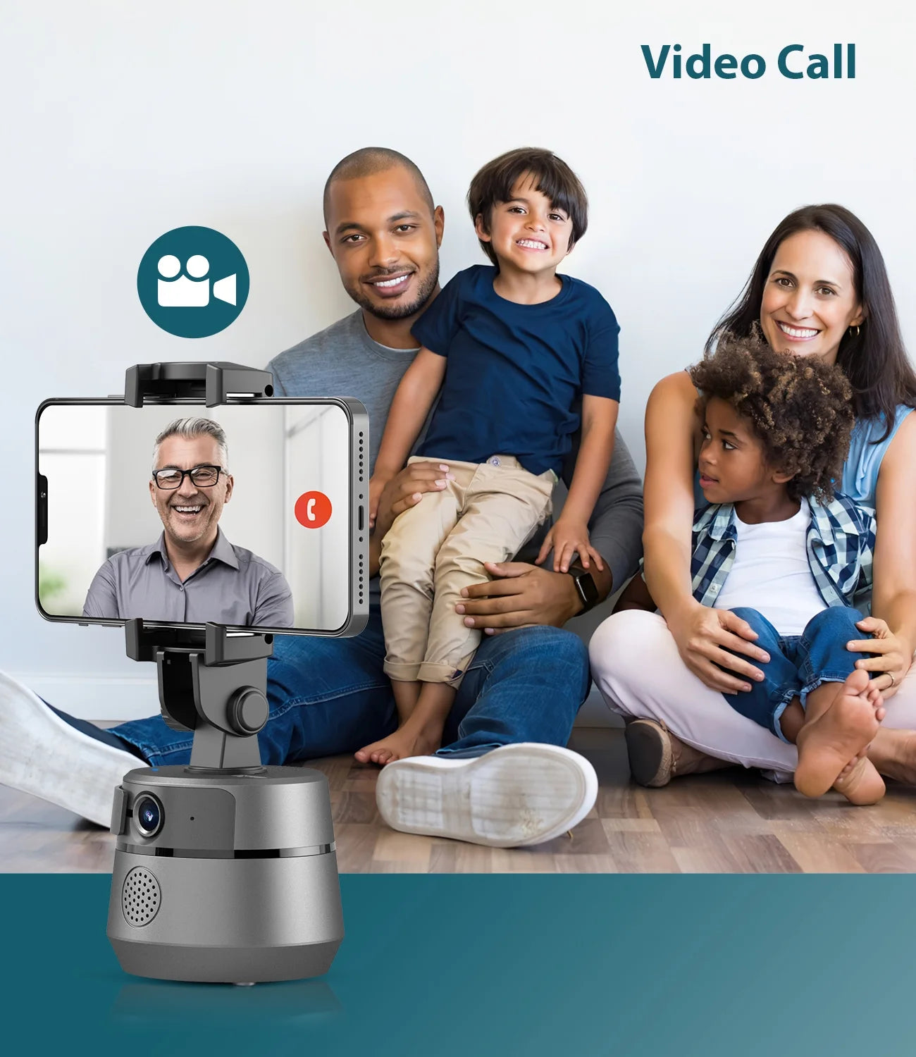 Webcam with Microphone 360° Auto Face Tracking 1080P