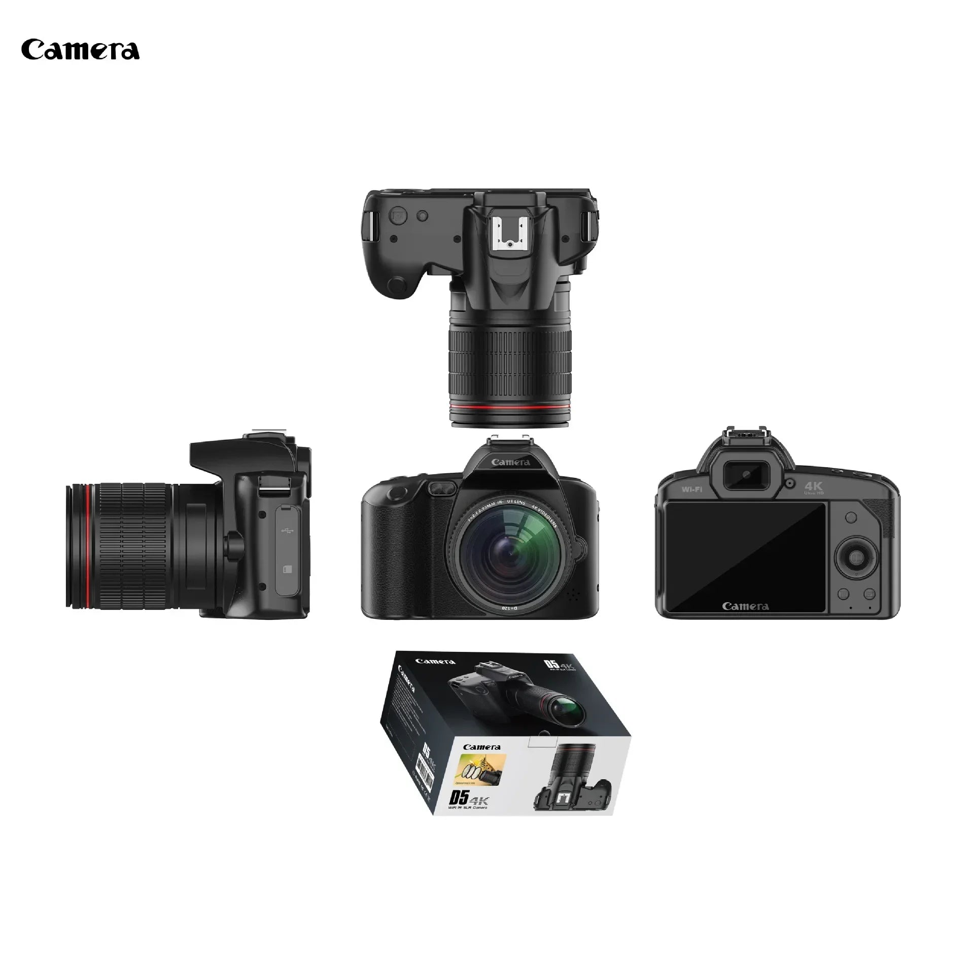 D5 Digital Camera 4K DSLR Camera with 16X Dual Camera Night Vision Lens Professional Digital Camera 1080P HD Video Camera