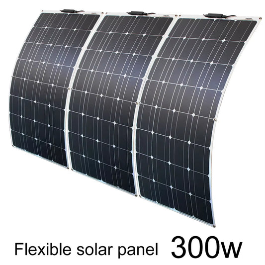 Solar Panel Kit Complete 400W 300W 200W 100W 12V Flexible Solar Power Panel for Solar Battery Charger/Power Bank/Camping/Hiking