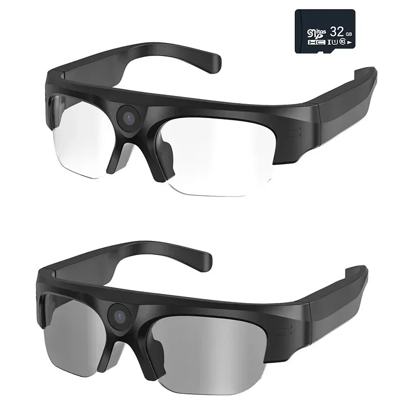 2K HD Action Camera Glasses Video Recording Sport Sunglasses with Bluetooth Speakers Call Smart Glasses 4K Ultra Mini Camera